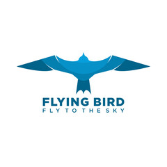 Flying bird logo. Logo with flying blue bird concept. logo with minimalist and modern style. suitable for business