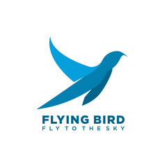 Flying bird logo. Logo with flying blue bird concept. logo with minimalist and modern style. suitable for business