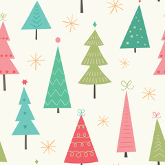 Christmas tree pattern background vector. Festive illustration. 