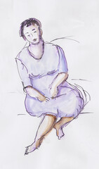 instant sketch, woman sitting on sofa