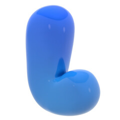 Alphabet L bubble letter illustration in 3D design