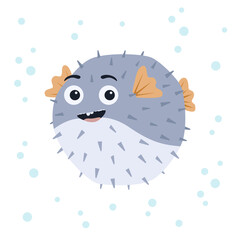 Funny hedgehog fish. The hedgehog fish is pouting and smiling.