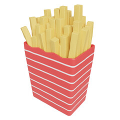 3d render french fries icon transparent background side view