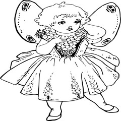 vector illustration of fairy-line art