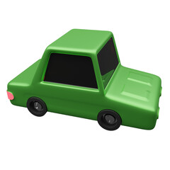 3d rendered green low poly animation car top view