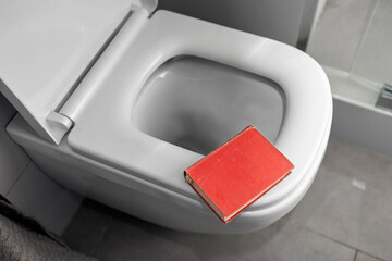 book abandoned on a sanitary bowl