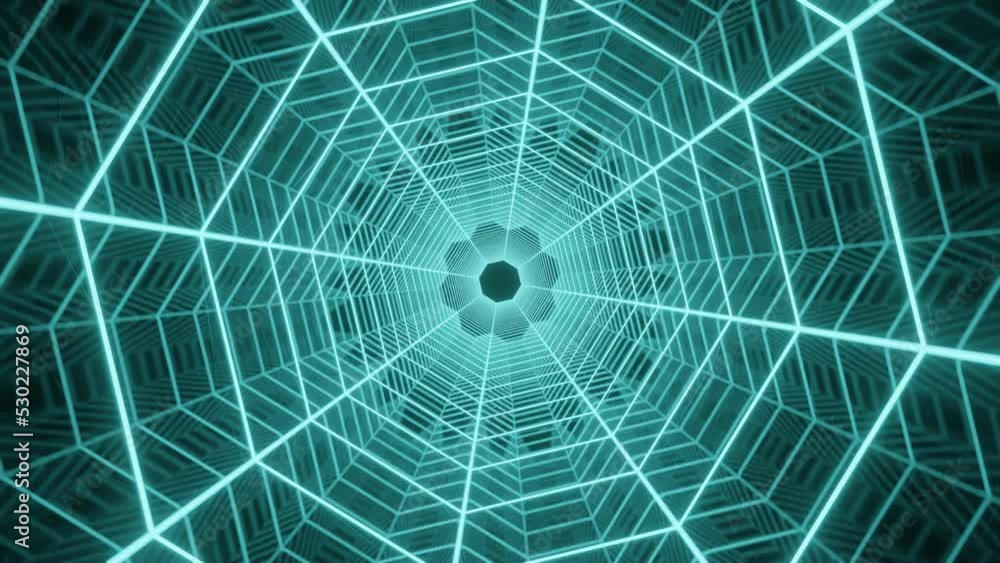 Aufkleber neon lines in a seamless animation loop. neon glowing lights is moving inside an endless tunnel. 3d 