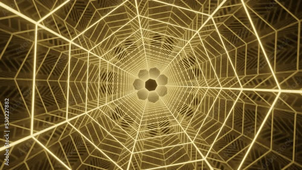 Aufkleber neon lines in a seamless animation loop. neon glowing lights is moving inside an endless tunnel. 3d 