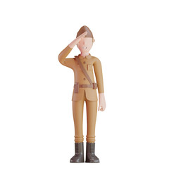 3d patriot character give respect gesture