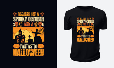 Halloween Day T-shirt Design for Print on Demand Site and T-shirt Business