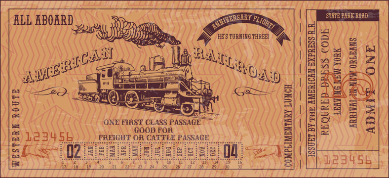 vintage train ticket clip art