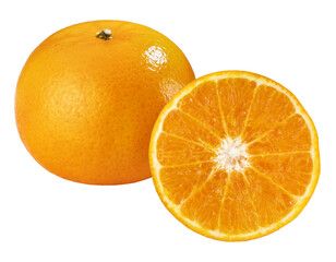 Orange fruit with orange slices on white background Cara Cara Orange, tangerine isolated on white PNG file.