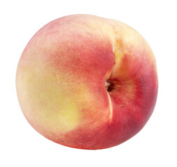 Peach fruit with leaf isolated on white background, Fresh White Peach on White Background PNG file.