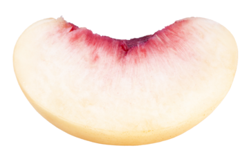 Peach fruit with leaf isolated on white background, Fresh White Peach on White Background