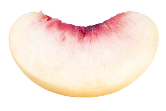 Peach fruit with leaf isolated on white background, Fresh White Peach on White Background