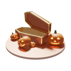 halloween pumpkin and coffin