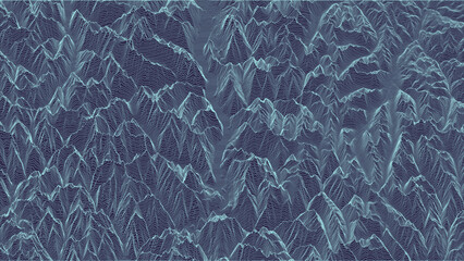 Mountain landscape. Wireframe surface. Peak map. Ross Lake. 3d Vector outline illustration.