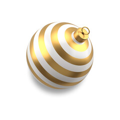 Vintage striped christmas ball. Colorful yellow lines with white gaps