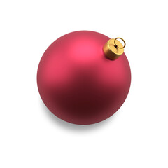 Red realistic christmas ball. New years decoration with light reflections