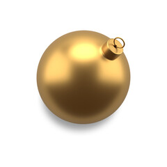 Golden realistic christmas ball. New years decoration with light reflections