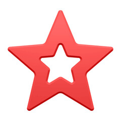 Obraz premium Red festive christmas star 3d. Modern decoration with cutout of winter holidays