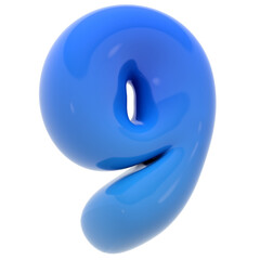Bubble number nine illustration in 3D design
