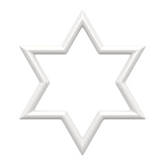 Hexagonal white star of 3d new year. Decoration for christmas and trendy interior