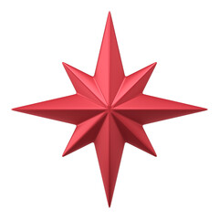 Red wind rose 3d. Festive bright decor for christmas travel