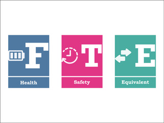 FTE Acronym - Full Time Equivalent with icons in an infographic template