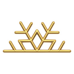 Golden figured half christmas snowflake. Realistic decoration of new year abstract interior