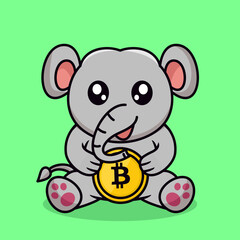 Obraz premium Vector illustration of cute elephant and chibi animal
