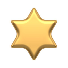 Christmas abstract golden star 3d. Interior trendy symbol of winter holidays