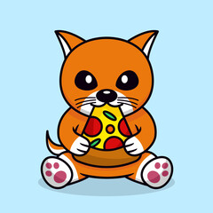 Vector illustration of cute cat and chibi animal