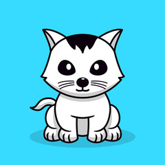 Vector illustration of cute cat and chibi animal