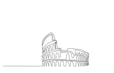 Colosseum in Rome Wall drawing single line concept