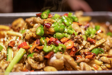 Chinese Food - Steaming Hot Pot with Bullfrog Meat