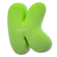 Alphabet K bubble letter illustration in 3D design