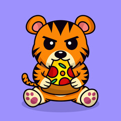 Vector illustration of panda tiger and chibi animal