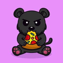 Vector illustration of panda tiger and chibi animal