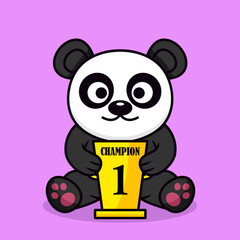 Vector illustration of cute panda and chibi animal