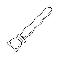 Vaginal dildo. Hand drawn illustration. Digital art. Sex toy. Fetish. Black transparent icon, isolated on clean white background. Vector EPS10. 