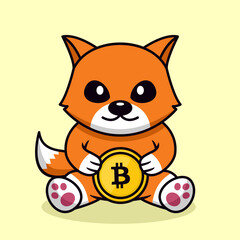 Premium illustration of cute fox and chibi animal