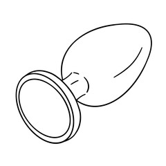 Anal Plug. Hand drawn illustration. Digital art. Sex toy. Fetish. Black transparent icon, isolated on clean white background. Vector EPS10. 
