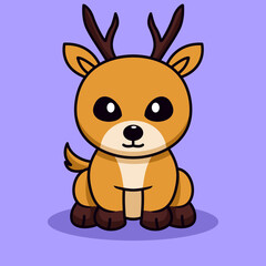 Premium illustration of cute deer and chibi animal