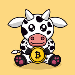 Naklejka premium Premium illustration of cute cow and chibi animal
