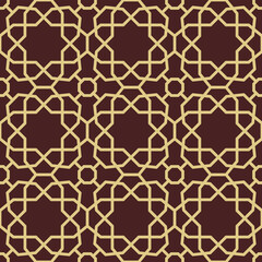 Seamless brown and golden ornament in arabian style. Geometric abstract background. Pattern for wallpapers and backgrounds