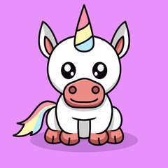 Fototapeta na wymiar Vector illustration of cute unicorn and chibi animal