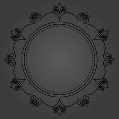 Elegant vintage round black ornament in classic style. Abstract traditional pattern with oriental elements. Classic vintage dark pattern