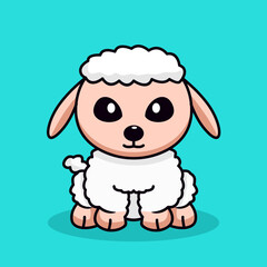 Vector illustration of cute goat and chibi animal