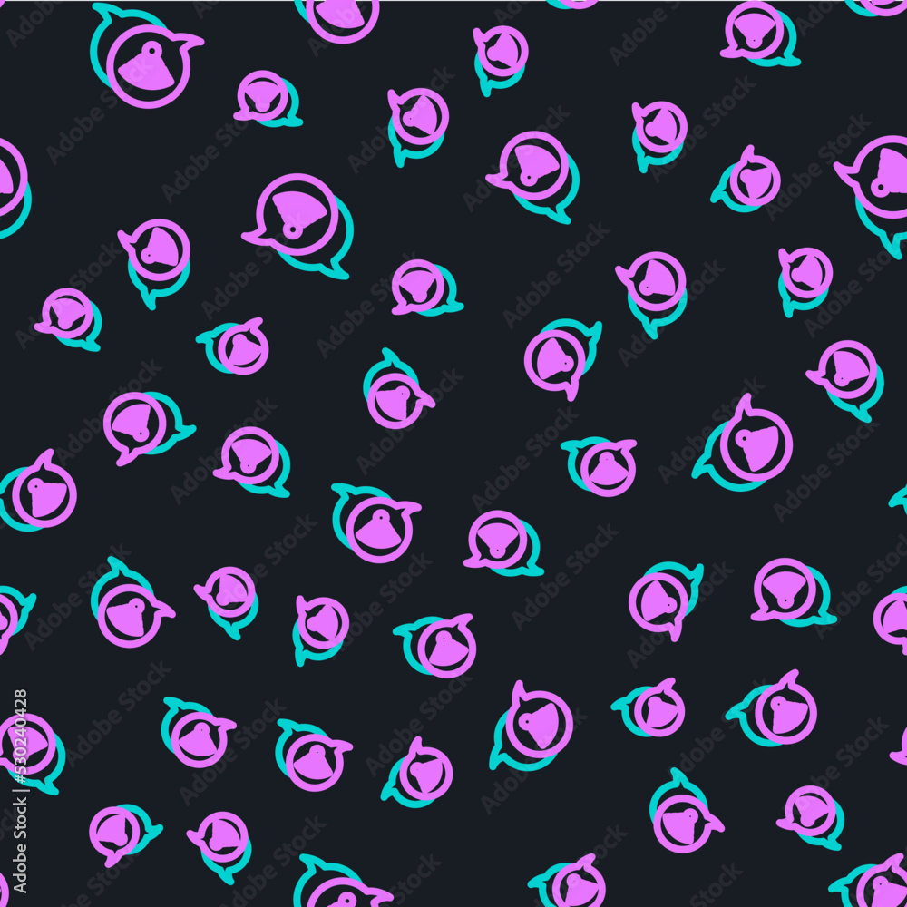 Poster line wi-fi wireless internet network symbol icon isolated seamless pattern on black background. vect
